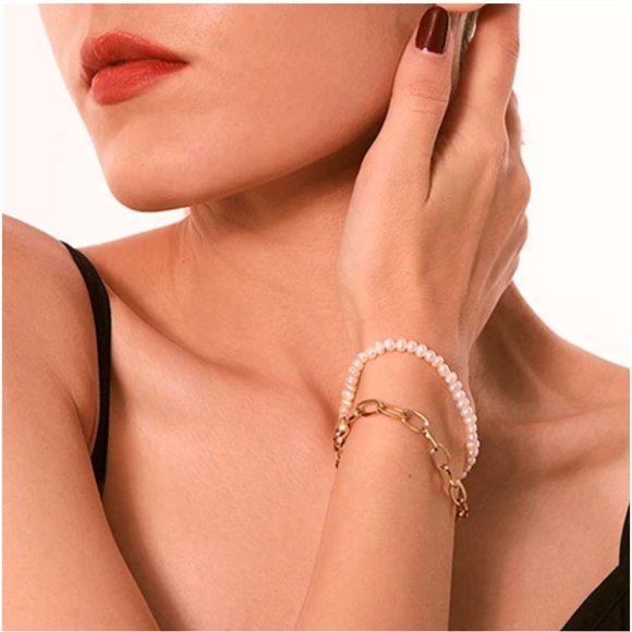 New 18K Gold Natural Pearls Double Layer Bracelet - Picture 11 of 11